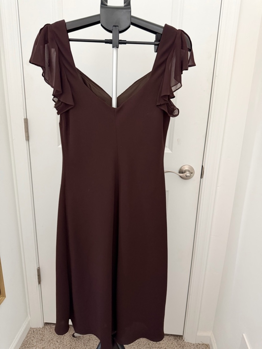 S.L. Fashions Brown Dress with Ruffle Detail - Picture 3 of 6